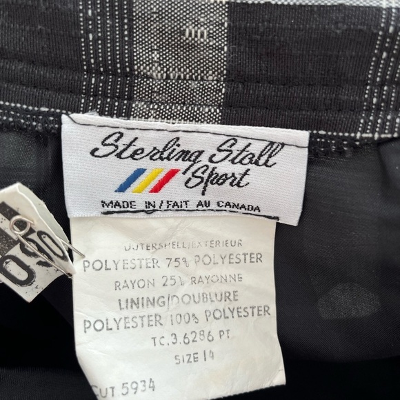 Vintage Preppy Plaid Pleated Midi Skirt with Pockets Black & White Size S - Picture 6 of 6